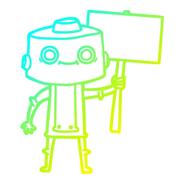 Koude gradiënt lijntekening cartoon robot — Stockvector