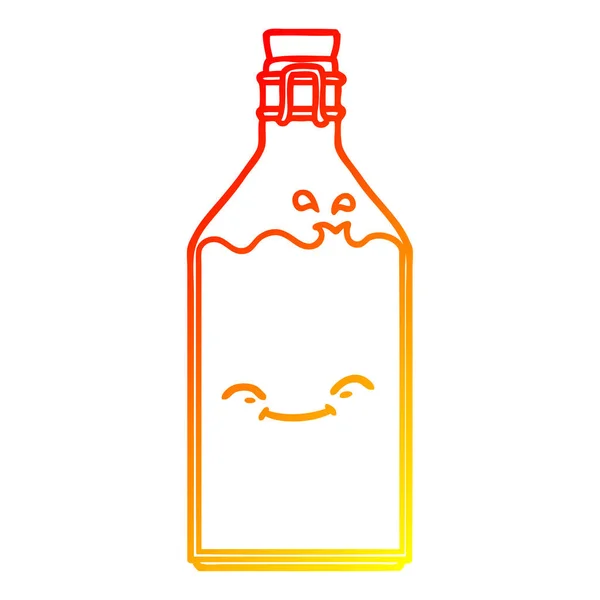 Linea gradiente caldo disegno cartone animato vecchia bottiglia d'acqua — Vettoriale Stock