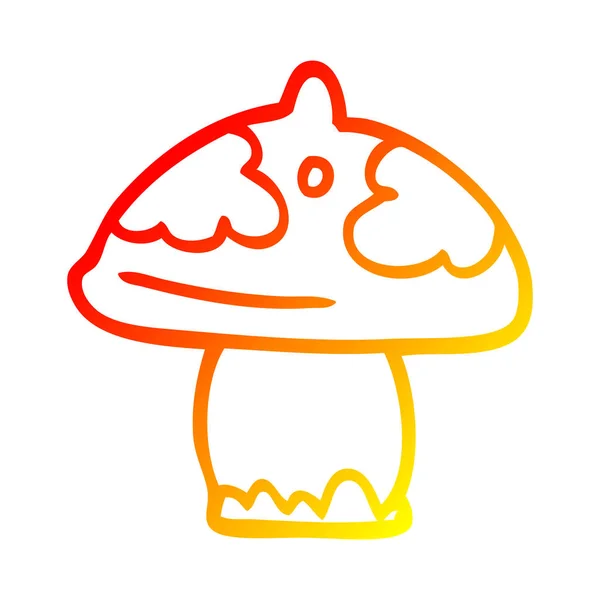 Тёплая градиентная линия рисования мультяшных грибов — стоковый вектор