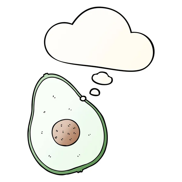 Мультфильм авокадо и мыслепузырь в гладком градиентном стиле — стоковый вектор