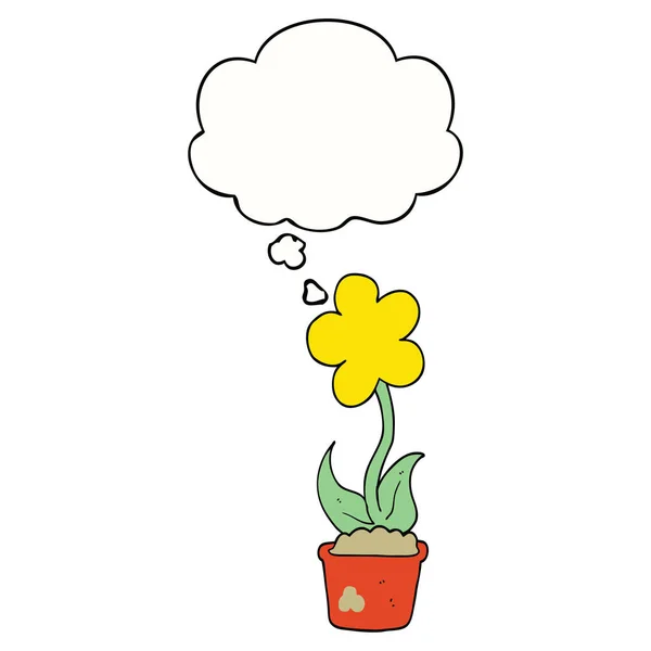 Słodkie kreskówka kwiat i myśl bańka — Wektor stockowy