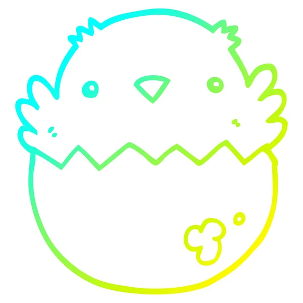 Yumurtadan çıkan soğuk degrade çizgi çizim karikatür civciv — Stok Vektör