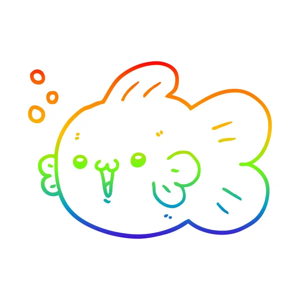 Rainbow gradient line drawing cartoon fish — Stock Vector