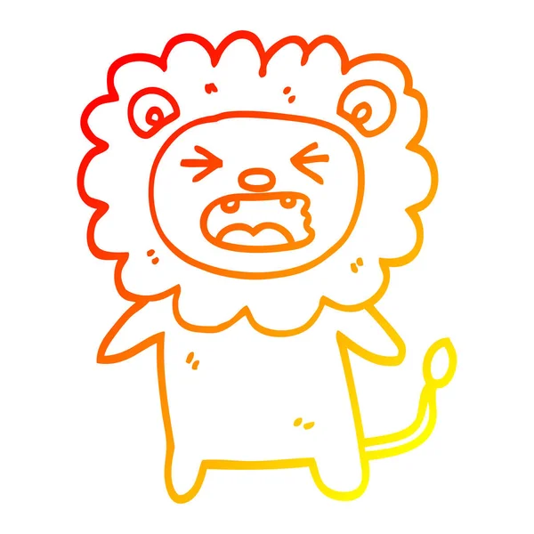 Warme Gradientenlinie Zeichnung Cartoon brüllender Löwe — Stockvektor