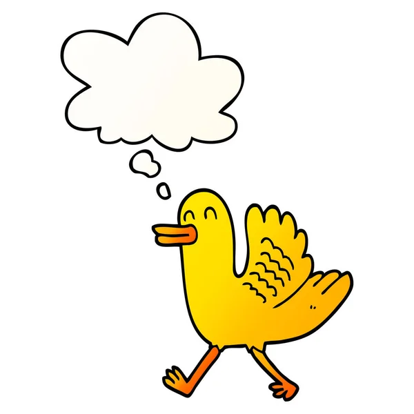 Cartoon-Ente und Gedankenblase im sanften Gradienten-Stil — Stockvektor