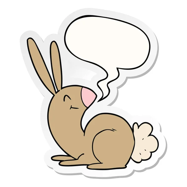 Rozkošný kreslený králíček a řečnický štítek — Stockový vektor