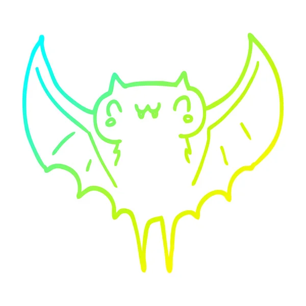 차가운 그라데이션 라인 그리기 만화 박쥐 — 스톡 벡터