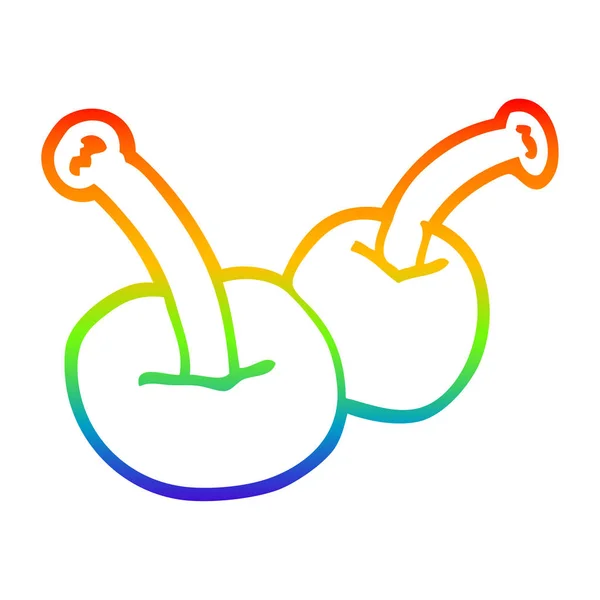 Arco-íris linha gradiente desenho desenho desenho animado cereja — Vetor de Stock