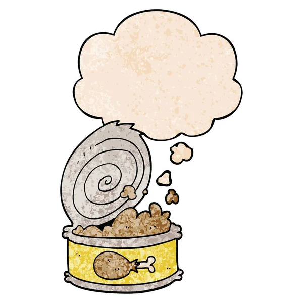卡通罐头食品与思想泡沫在粗糙的纹理模式 — 图库矢量图片