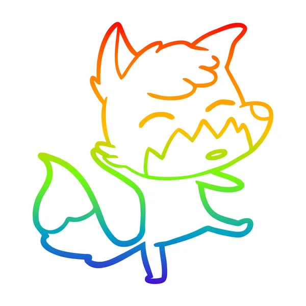 Arco-íris linha gradiente desenho cartoon fox —  Vetores de Stock
