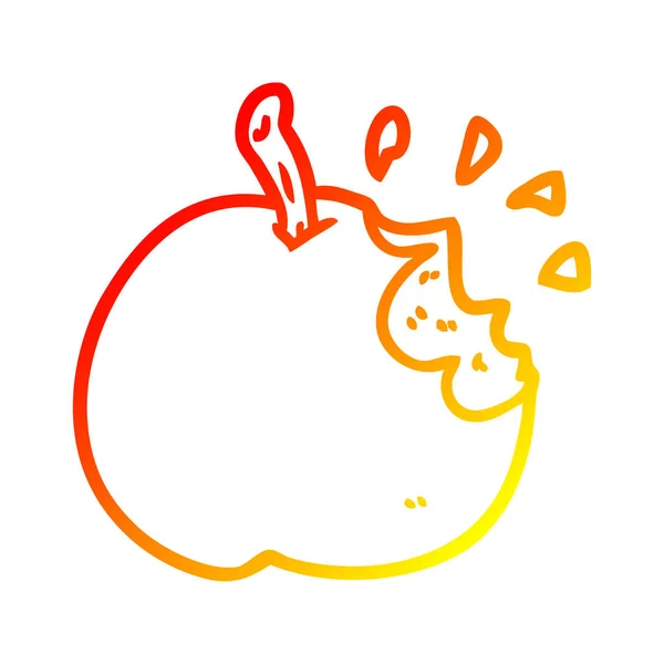 Warme Gradientenlinie zeichnet frisch gebissenen Apfel — Stockvektor
