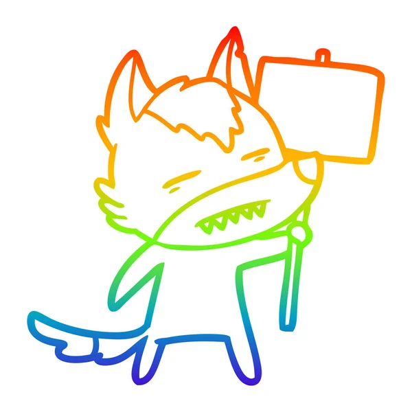 看板ポストショーインで虹のグラデーションライン描画漫画オオカミ — ストックベクタ
