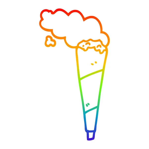 Arco-íris linha gradiente desenho cartoon fumar conjunta — Vetor de Stock