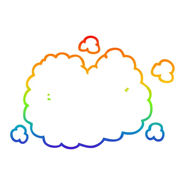 Rainbow gradient line drawing cartoon smoke cloud — Stock Vector