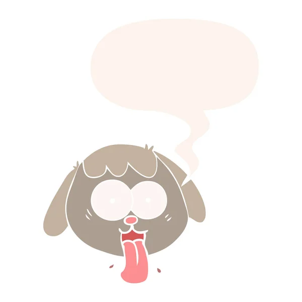 Retro tarzında karikatür köpek yüz panting ve konuşma balonu — Stok Vektör