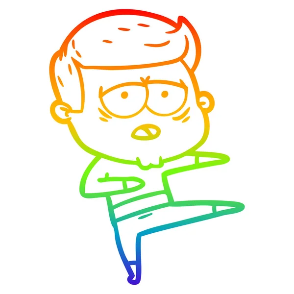 彩虹渐变线绘制卡通疲惫的人 — 图库矢量图片