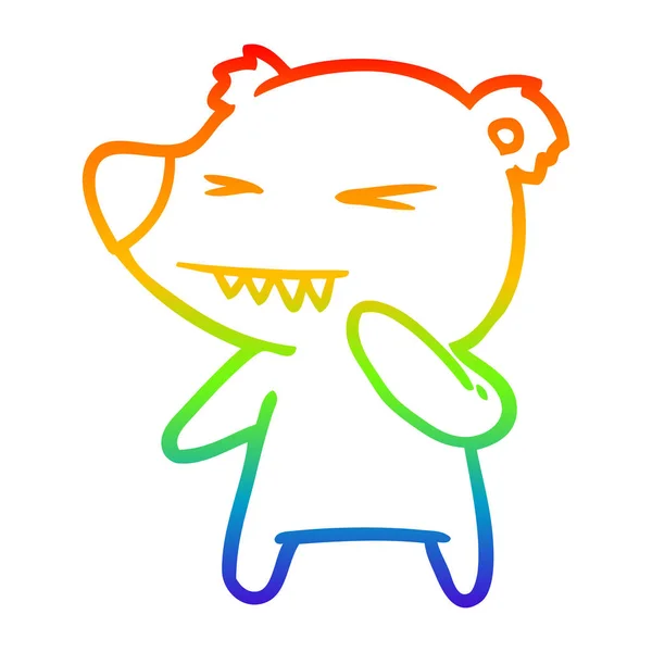 彩虹渐变线绘制愤怒的北极熊卡通 — 图库矢量图片