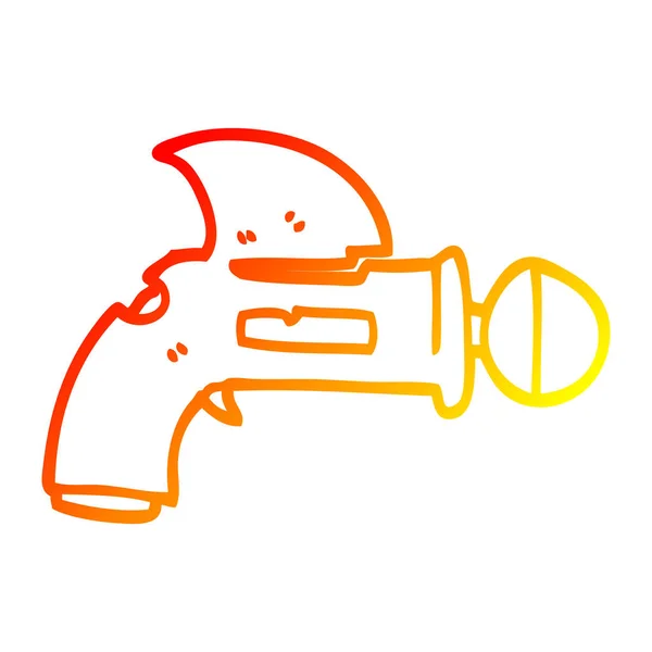 Línea de gradiente caliente dibujo pistola de rayos de dibujos animados — Vector de stock