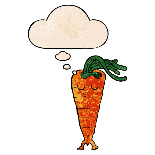 การ์ตูนแครอทและความคิดฟองในรูปแบบเนื้อเยื่อ grunge — ภาพเวกเตอร์สต็อก