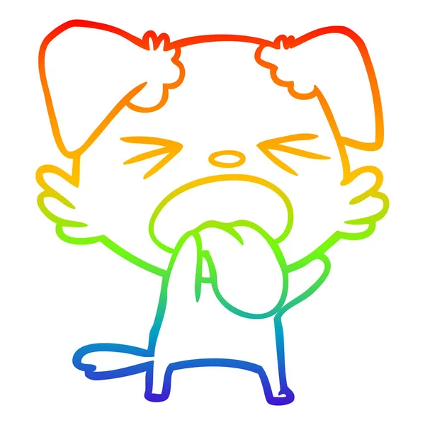 Arco iris gradiente línea dibujo dibujos animados disgustado perro — Archivo Imágenes Vectoriales