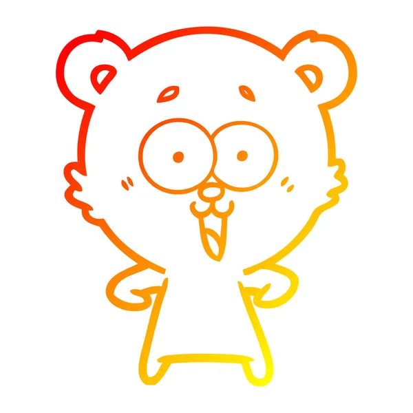 Varm gradient linje ritning skrattande Teddy Bear Cartoon — Stock vektor