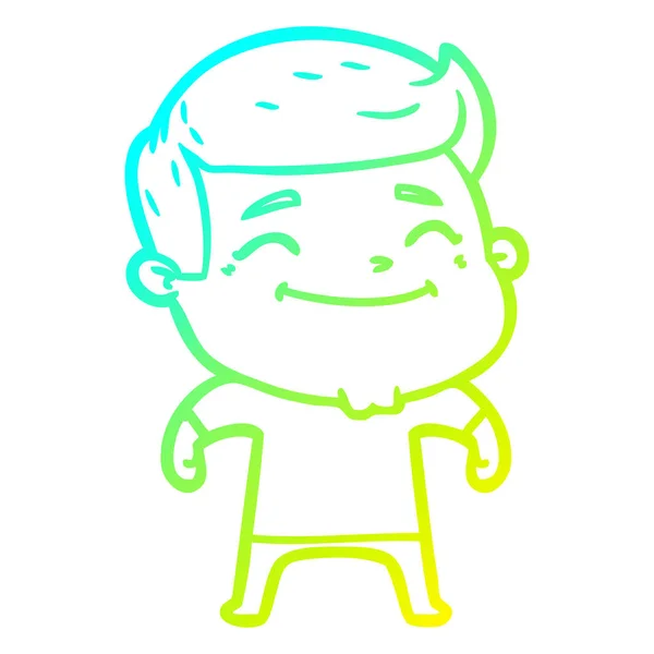 Hideg színátmenet vonal rajz boldog karikatúra ember — Stock Vector