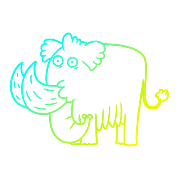 Gradient froid dessin ligne mammouth dessin animé — Image vectorielle