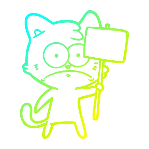Froid dégradé ligne dessin dessin animé nerveux chat — Image vectorielle