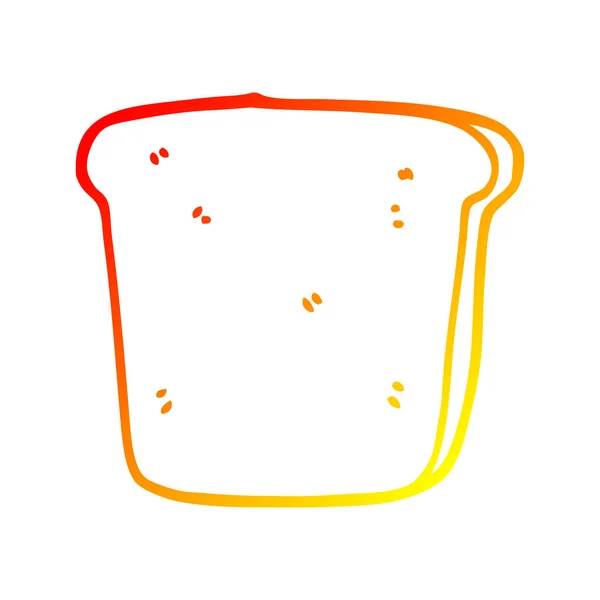Warm gradient line drawing cartoon slice of bread — Stock Vector
