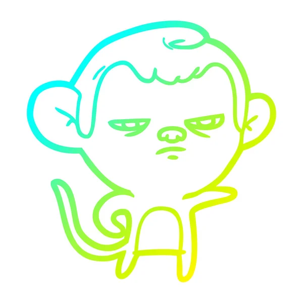 Froid dégradé ligne dessin dessin dessin animé singe — Image vectorielle