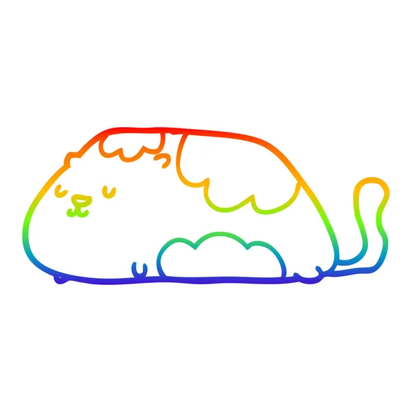 彩虹渐变线绘制卡通猫 — 图库矢量图片