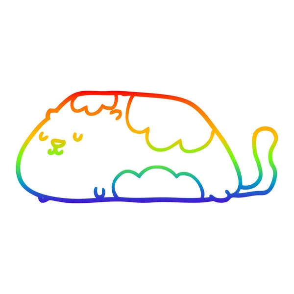 Linea gradiente arcobaleno disegno cartone animato gatto — Vettoriale Stock