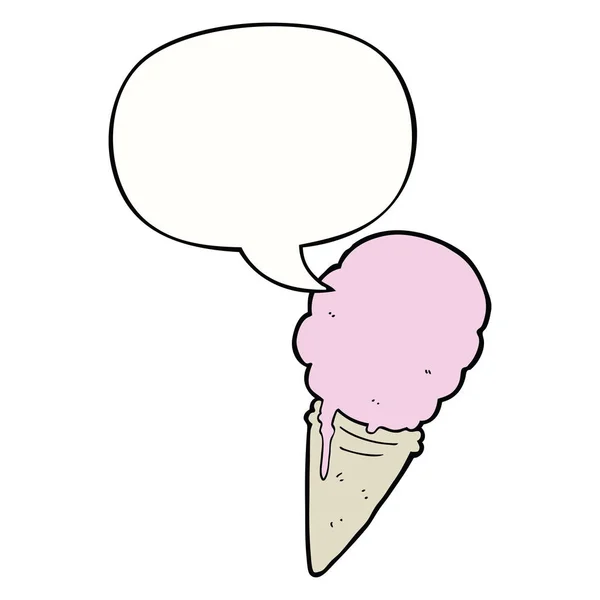 Παγωτό κινουμένων σχεδίων και φούσκα ομιλίας — Διανυσματικό Αρχείο