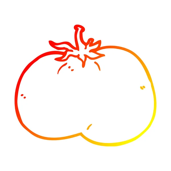 Chaud dégradé ligne dessin dessin animé tomate — Image vectorielle