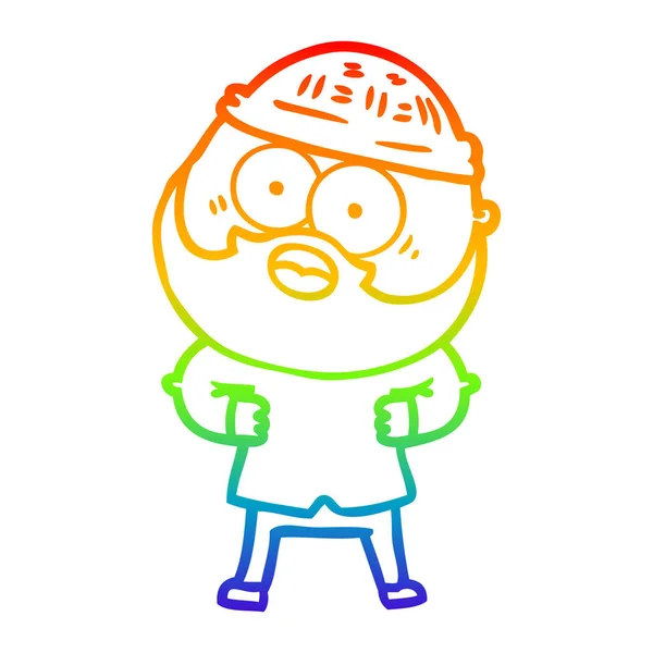 Regenboog gradiënt lijntekening cartoon bebaarde man — Stockvector