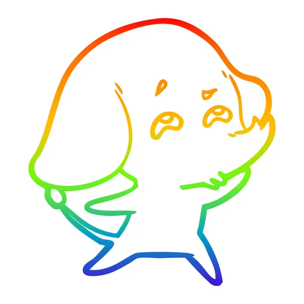 彩虹渐变线绘制卡通大象记忆 — 图库矢量图片