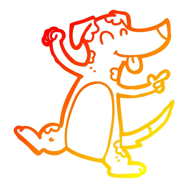 Warme Gradientenlinie Zeichnung Cartoon tanzender Hund — Stockvektor