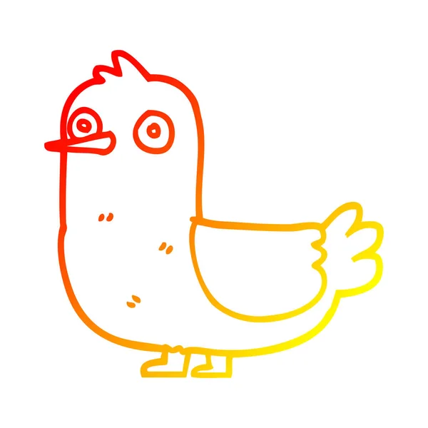 Línea de gradiente caliente dibujo dibujos animados pájaro rojo — Vector de stock