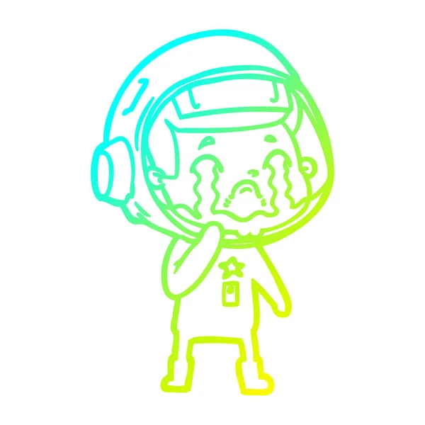 Kalte Gradientenlinie Zeichnung Karikatur weinender Astronaut — Stockvektor