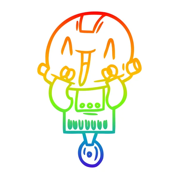 Regenboog gradiënt lijntekening cartoon robot — Stockvector