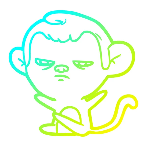 Linea gradiente freddo disegno scimmia cartone animato — Vettoriale Stock