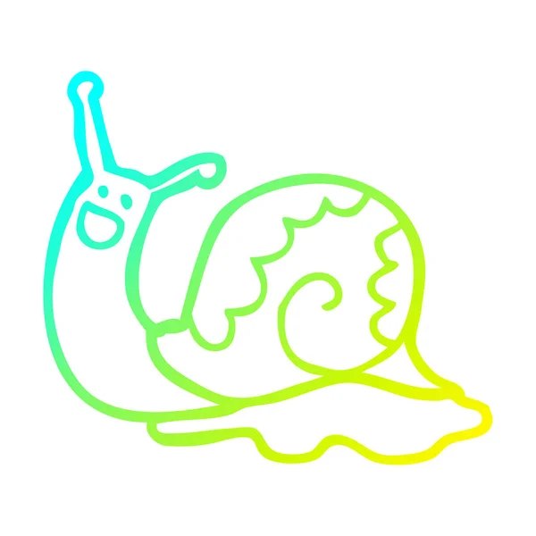 Froid dégradé ligne dessin mignon dessin animé escargot — Image vectorielle