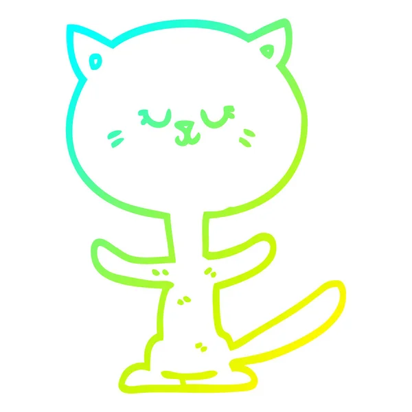 Linha gradiente frio desenho cartoon gato feliz — Vetor de Stock