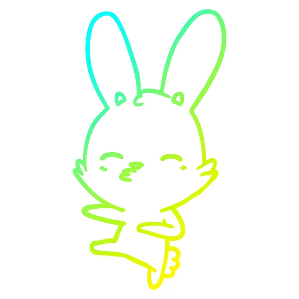 Froid gradient ligne dessin curieux lapin dessin animé — Image vectorielle
