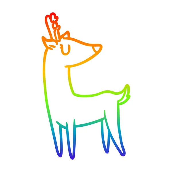 Regenboog gradiënt lijntekening cartoon herten — Stockvector