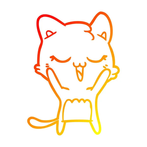 Тепла градієнтна лінія малюнок щасливий мультяшний кіт — стоковий вектор