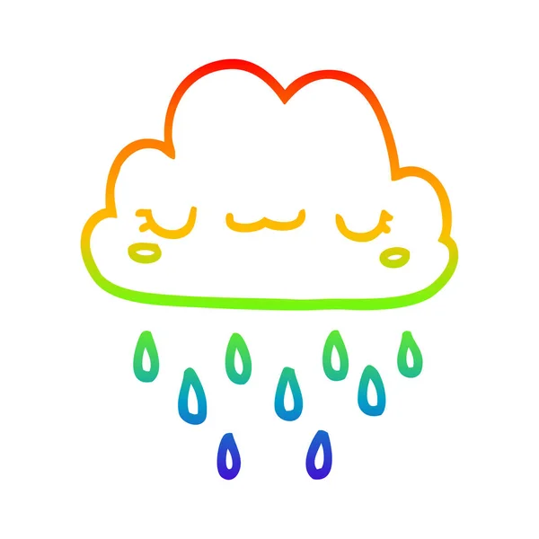 Regenboog gradiënt lijntekening cartoon storm cloud — Stockvector