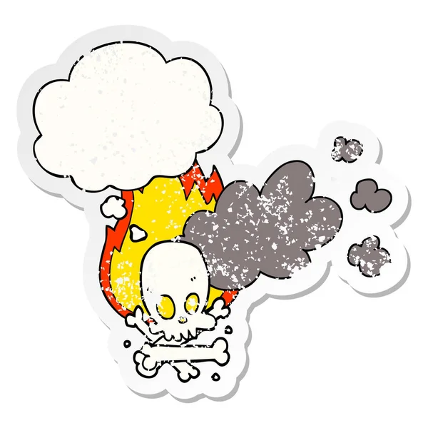 Cartoon Spooky brinnande ben och tänkte bubbla som en nödställda — Stock vektor