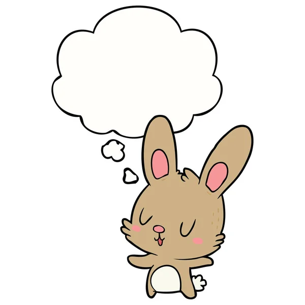 Schattig cartoon konijn en gedachte Bubble — Stockvector