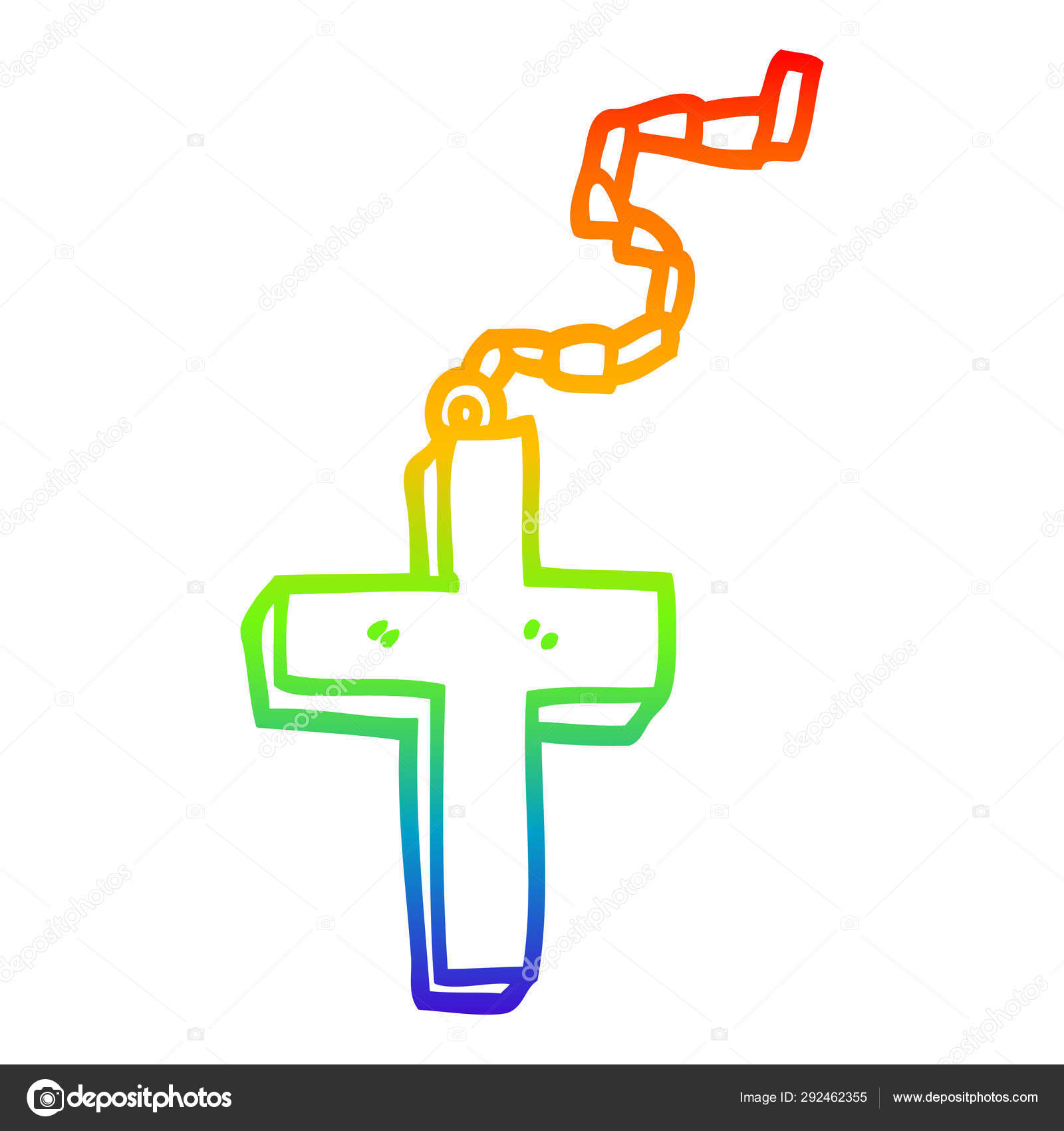 Arco Iris Linha Gradiente Desenho Cartoon Crucifixo Ouro Vetores De Stock C Lineartestpilot 292462355